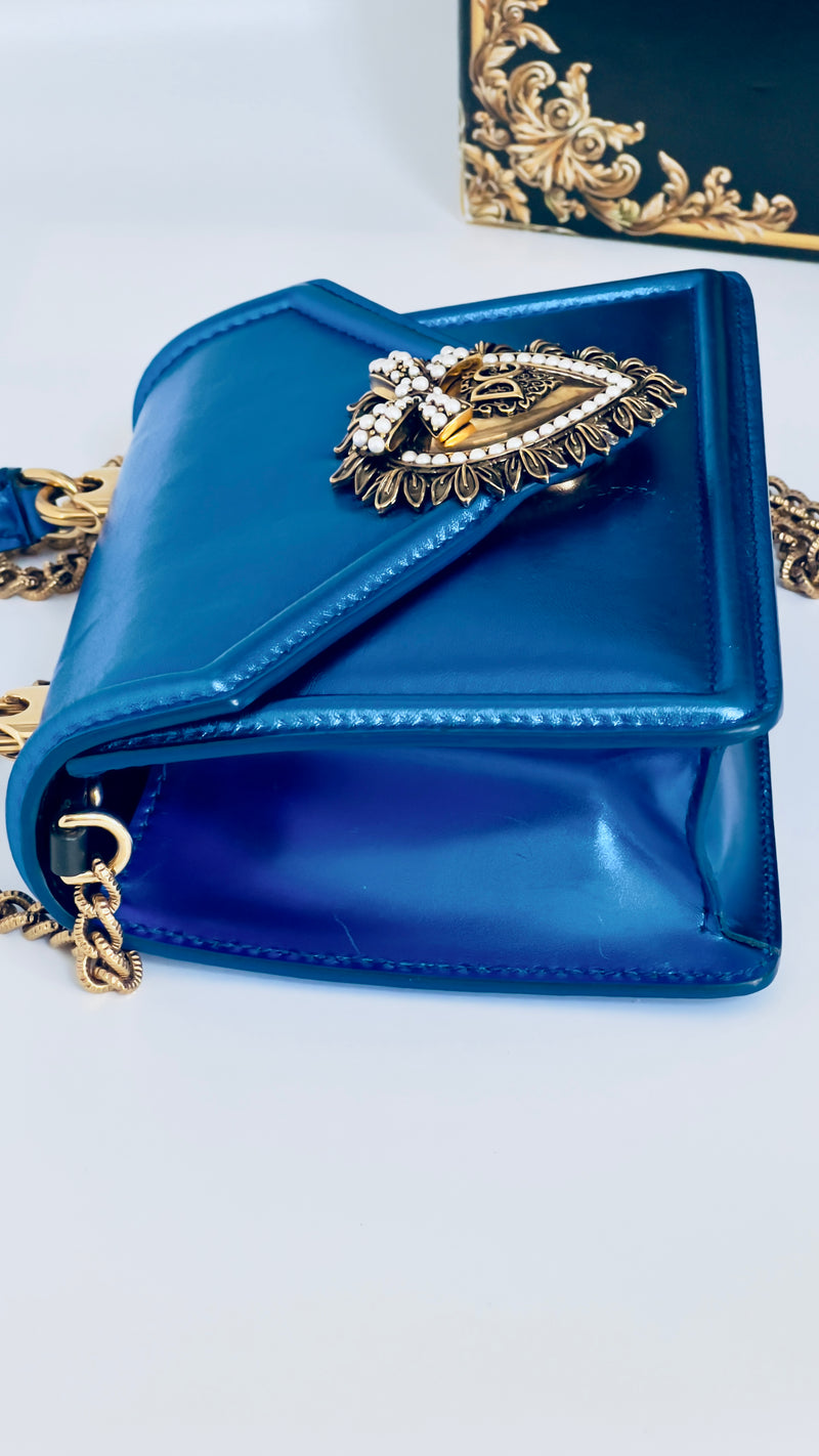 Dolce & Gabbana Metallic Blue Leather Small Bag