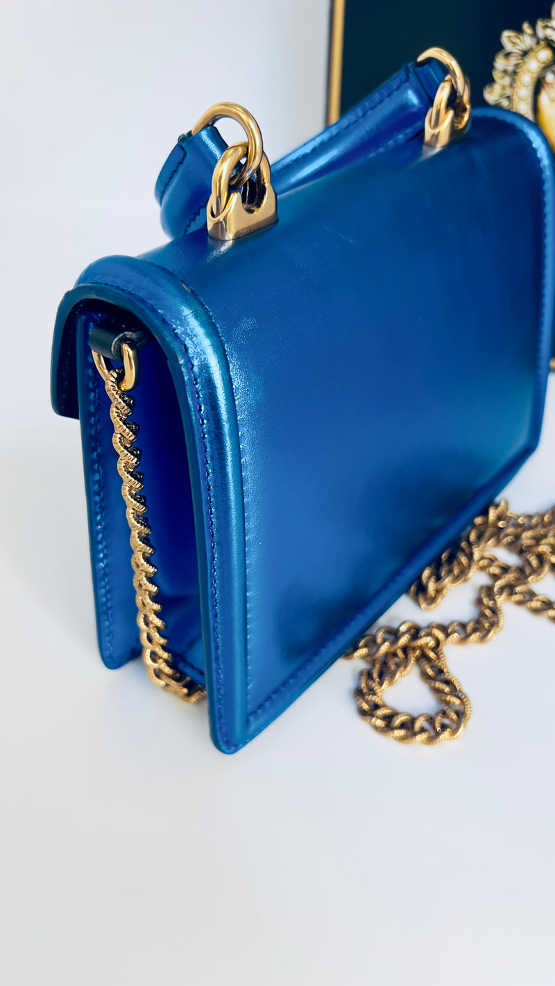 Dolce & Gabbana Metallic Blue Leather Small Bag