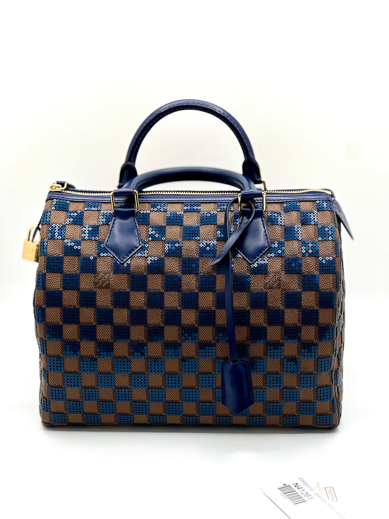 Louis Vuitton Limited Edition Blue Damier Paillettes Speedy 30