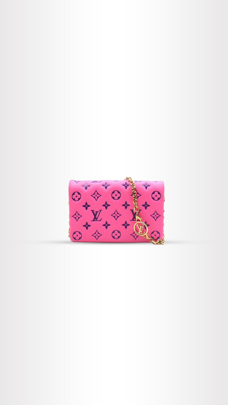 Louis Vuitton Lambskin Embossed Monogram Vuittamins Pochette Coussin Rose Violet