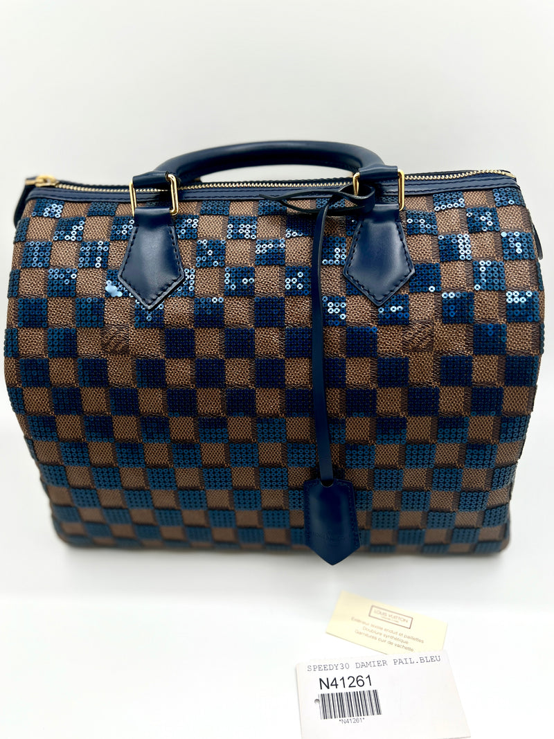 Louis Vuitton Limited Edition Blue Damier Paillettes Speedy 30