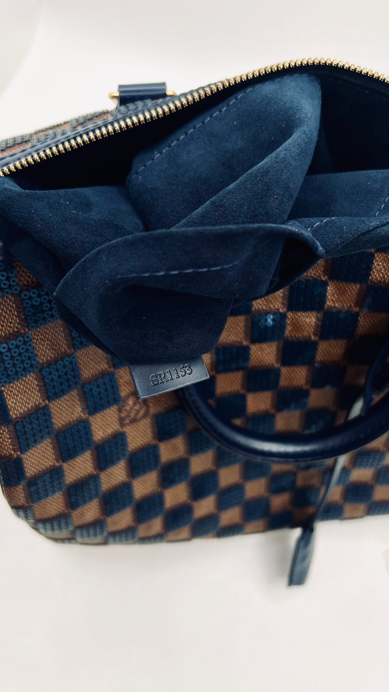 Louis Vuitton Limited Edition Blue Damier Paillettes Speedy 30