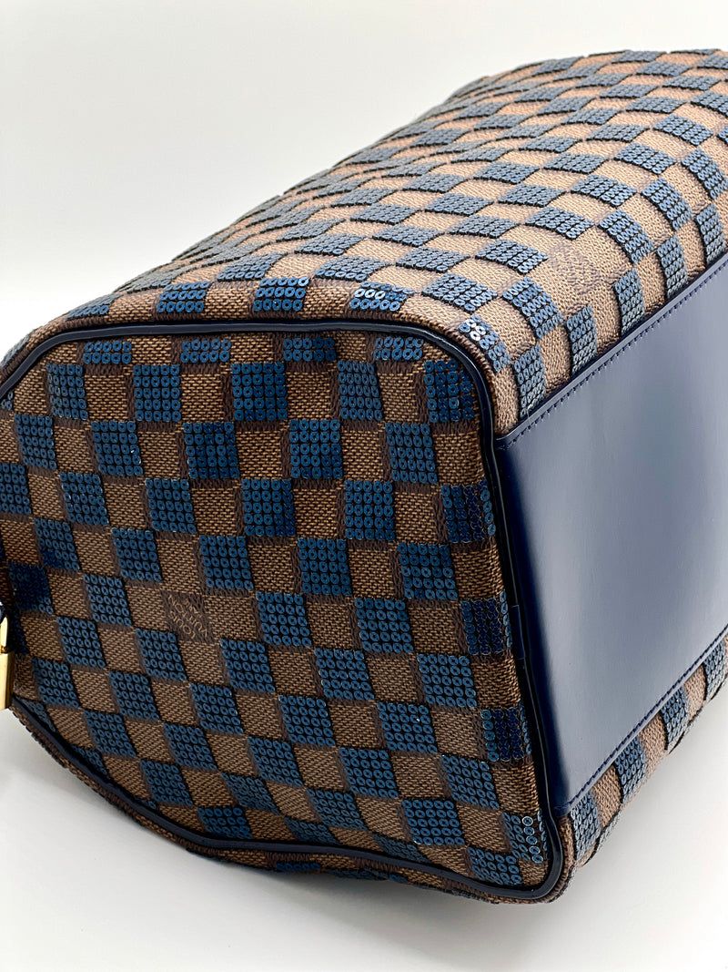 Louis Vuitton Limited Edition Blue Damier Paillettes Speedy 30