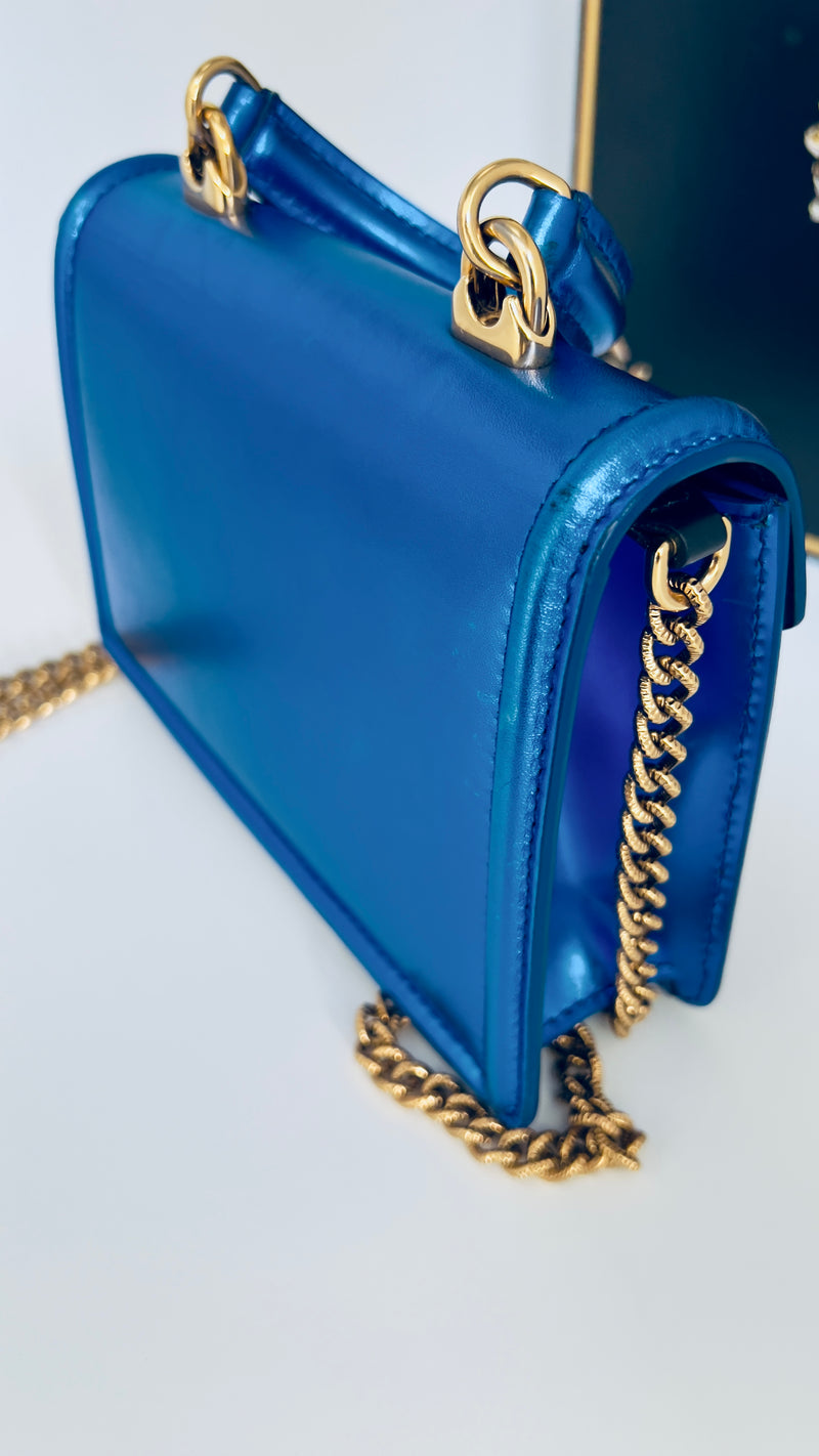 Dolce & Gabbana Metallic Blue Leather Small Bag