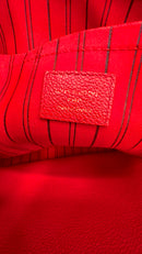 Louis Vuitton Red Montaigne MM Leather Tote Bag.