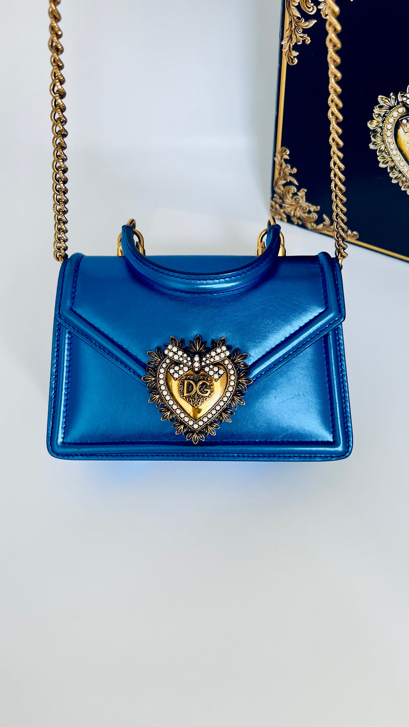 Dolce & Gabbana Metallic Blue Leather Small Bag