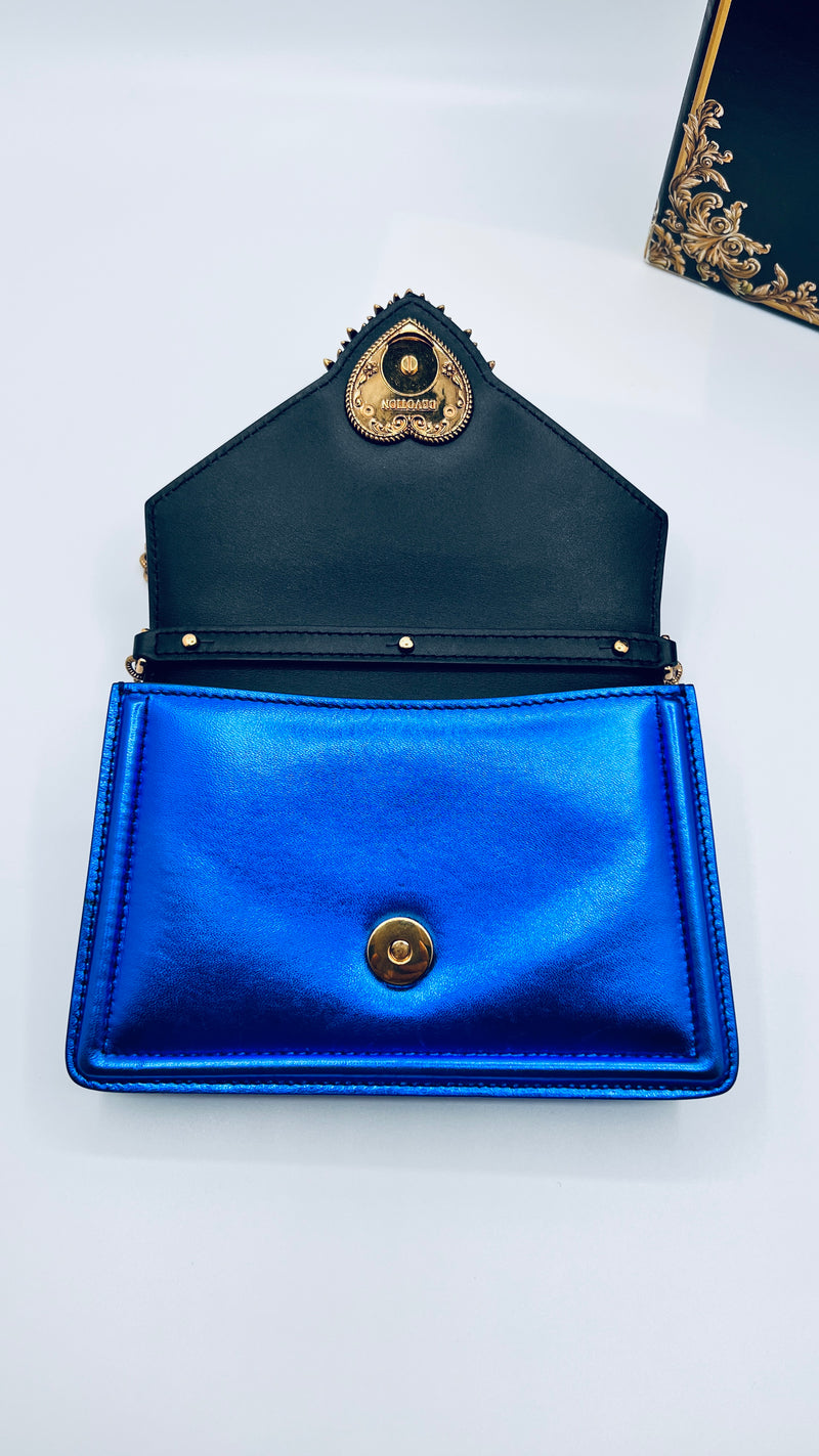 Dolce & Gabbana Metallic Blue Leather Small Bag