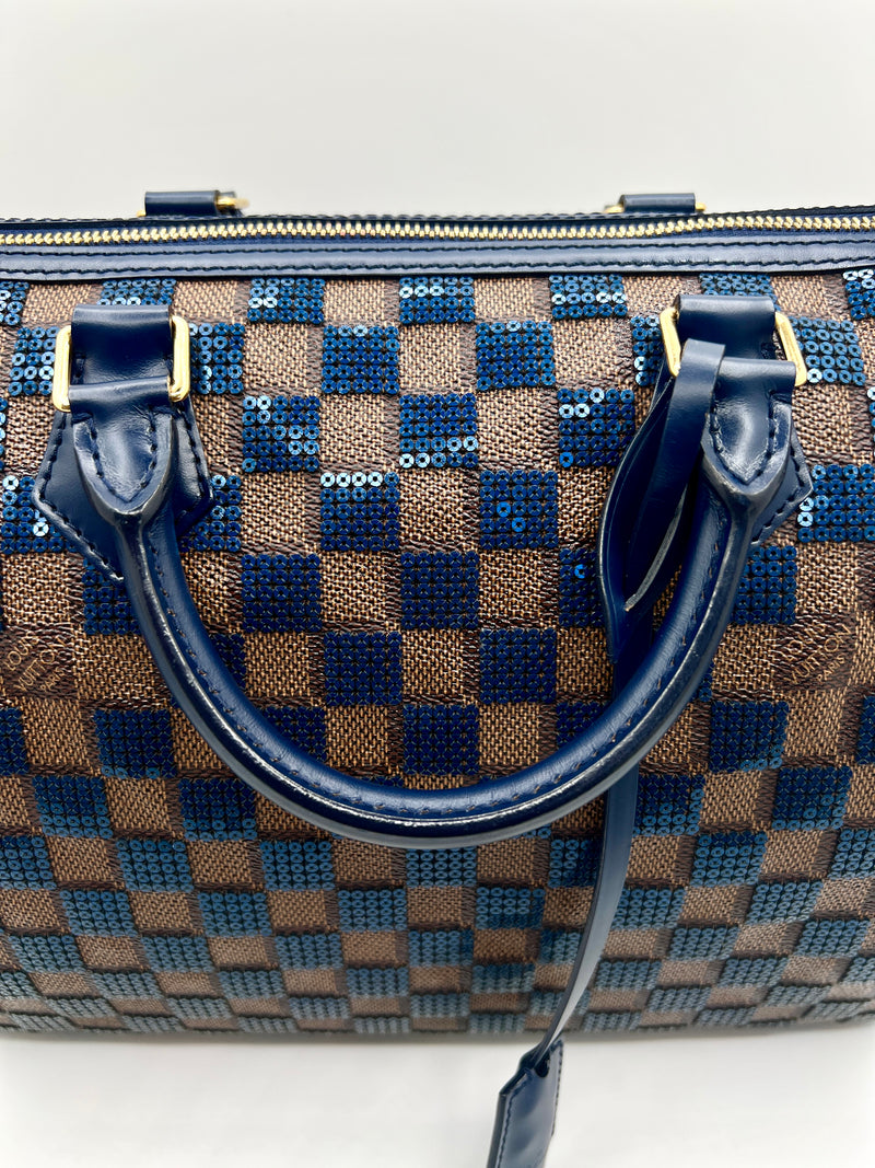 Louis Vuitton Limited Edition Blue Damier Paillettes Speedy 30