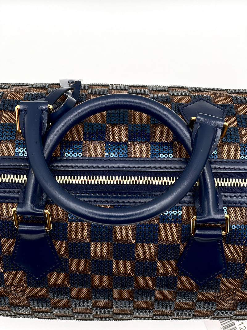 Louis Vuitton Limited Edition Blue Damier Paillettes Speedy 30