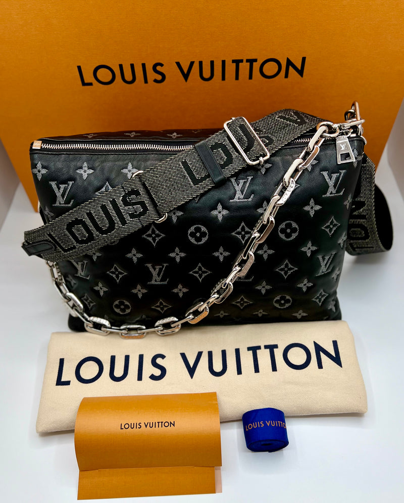 Louis Vuitton Black Coussin Monogram Embossed Lambskin MM Leather Bag