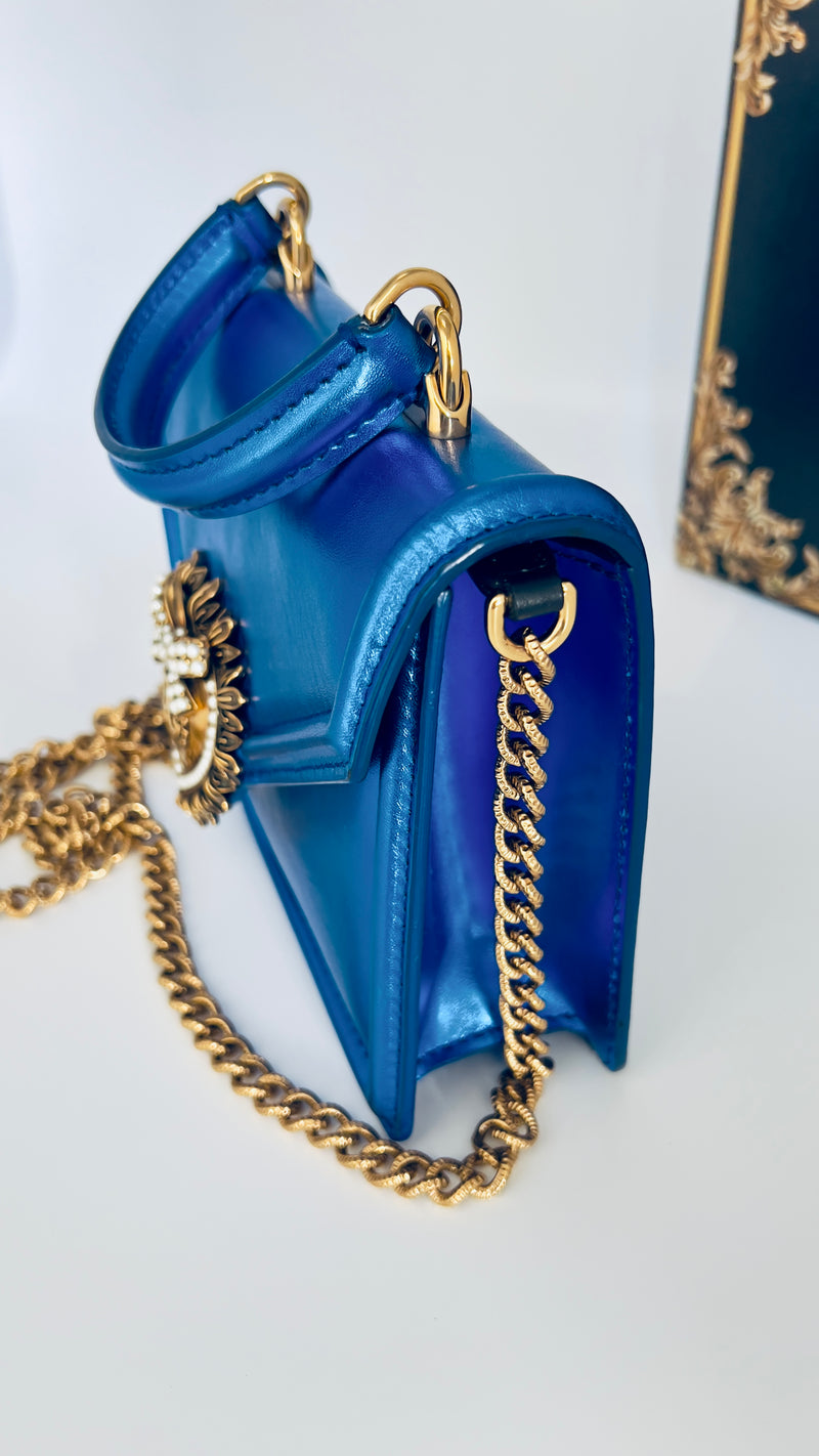 Dolce & Gabbana Metallic Blue Leather Small Bag