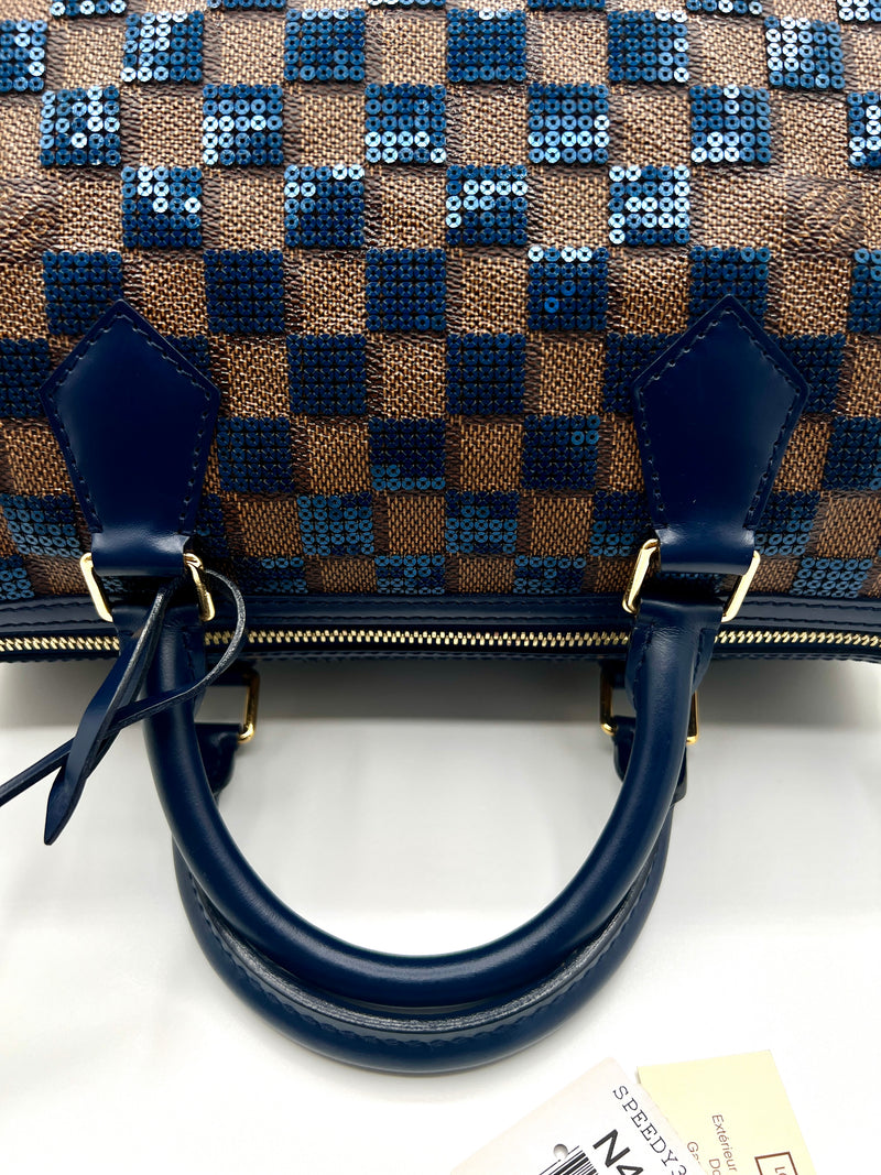 Louis Vuitton Limited Edition Blue Damier Paillettes Speedy 30