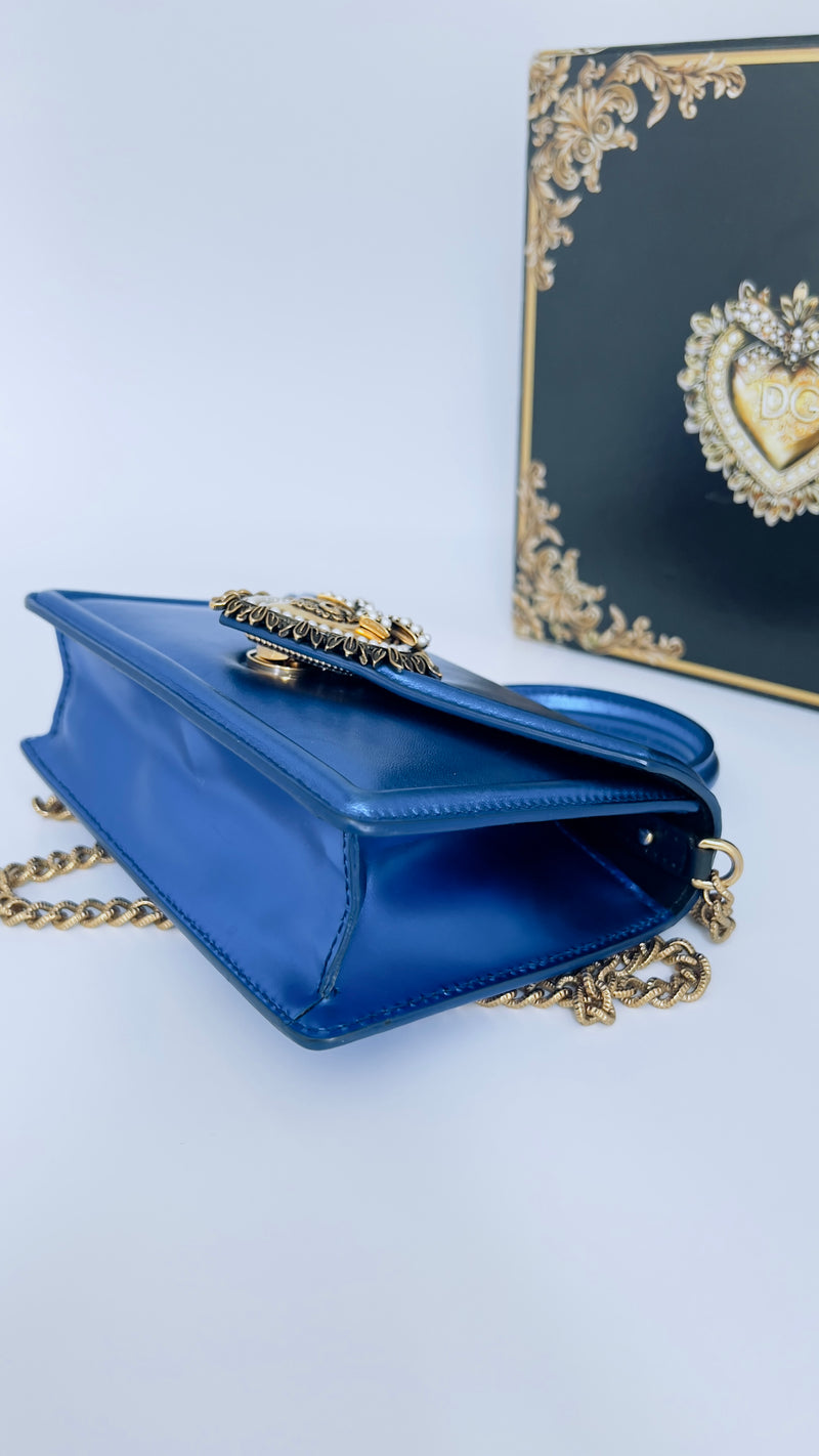 Dolce & Gabbana Metallic Blue Leather Small Bag