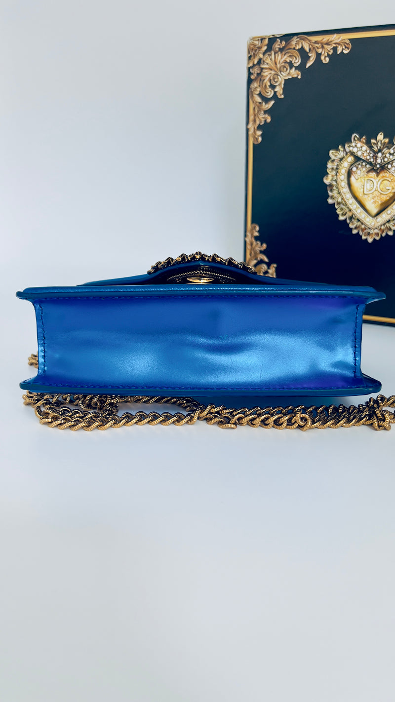 Dolce & Gabbana Metallic Blue Leather Small Bag