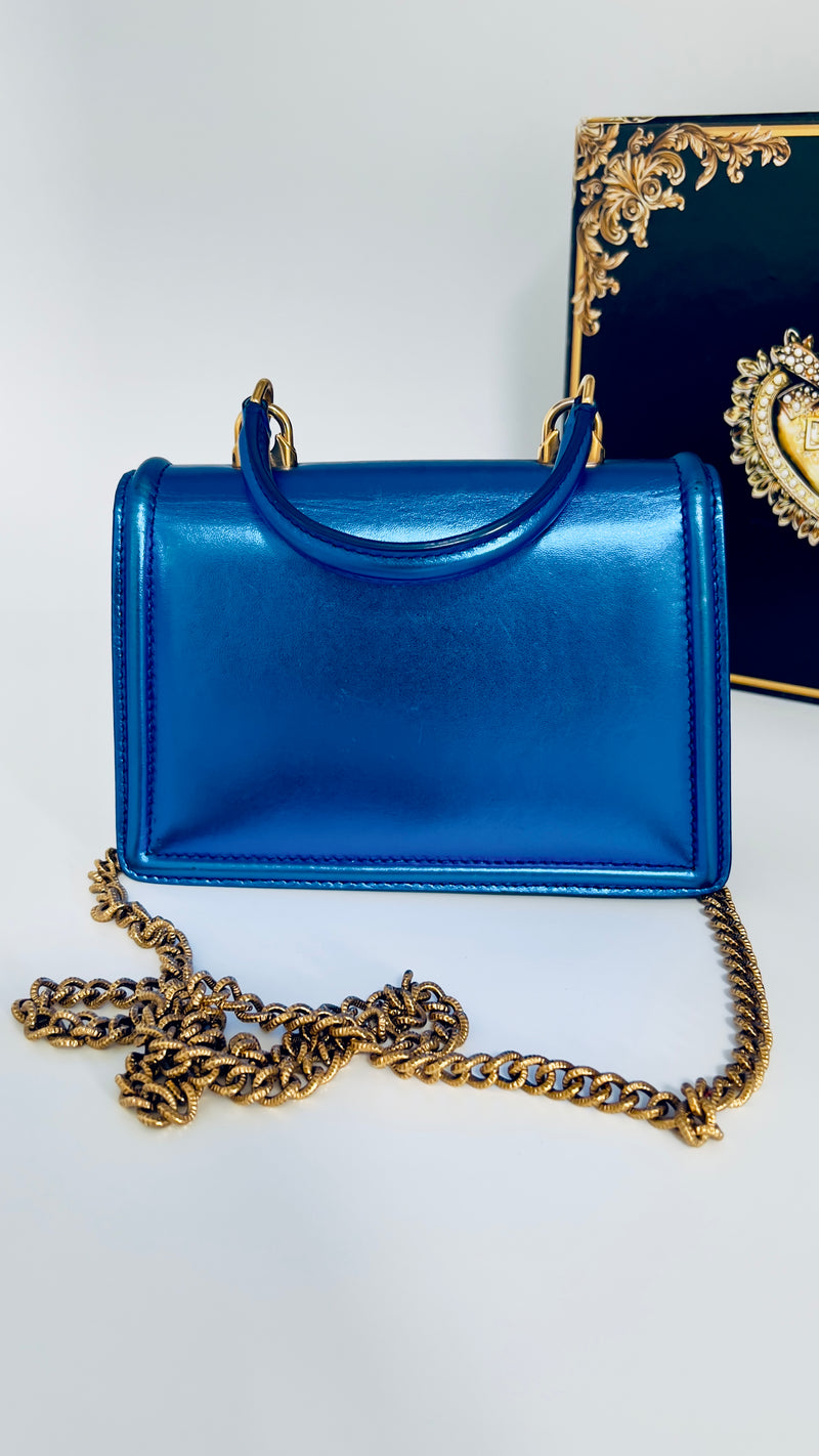 Dolce & Gabbana Metallic Blue Leather Small Bag