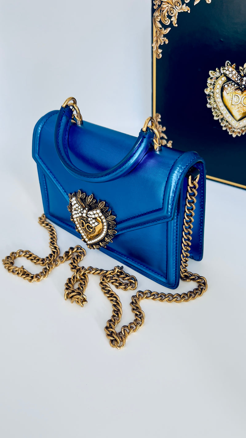 Dolce & Gabbana Metallic Blue Leather Small Bag