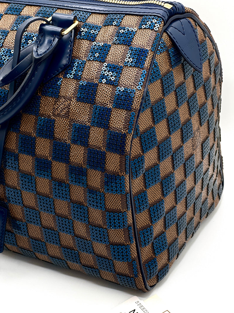 Louis Vuitton Limited Edition Blue Damier Paillettes Speedy 30