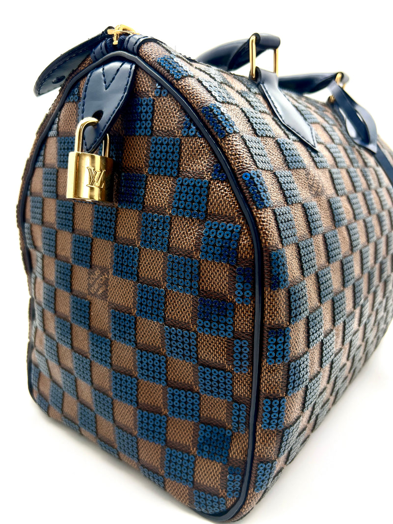 Louis Vuitton Limited Edition Blue Damier Paillettes Speedy 30