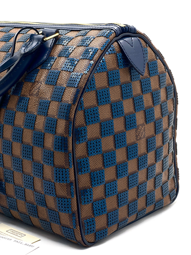 Louis Vuitton Limited Edition Blue Damier Paillettes Speedy 30