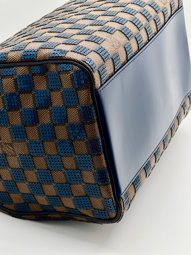 Louis Vuitton Limited Edition Blue Damier Paillettes Speedy 30