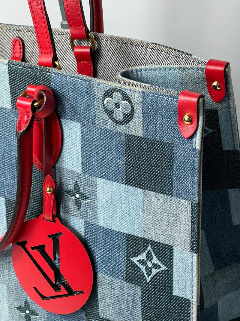 Louis Vuitton Blue Monogram Damier Denim On The Go GM Tote Bag