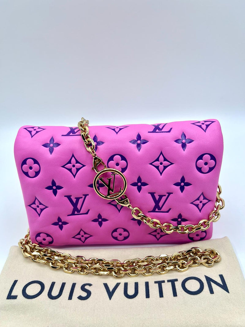 Louis Vuitton Lambskin Embossed Monogram Vuittamins Pochette Coussin Rose Violet