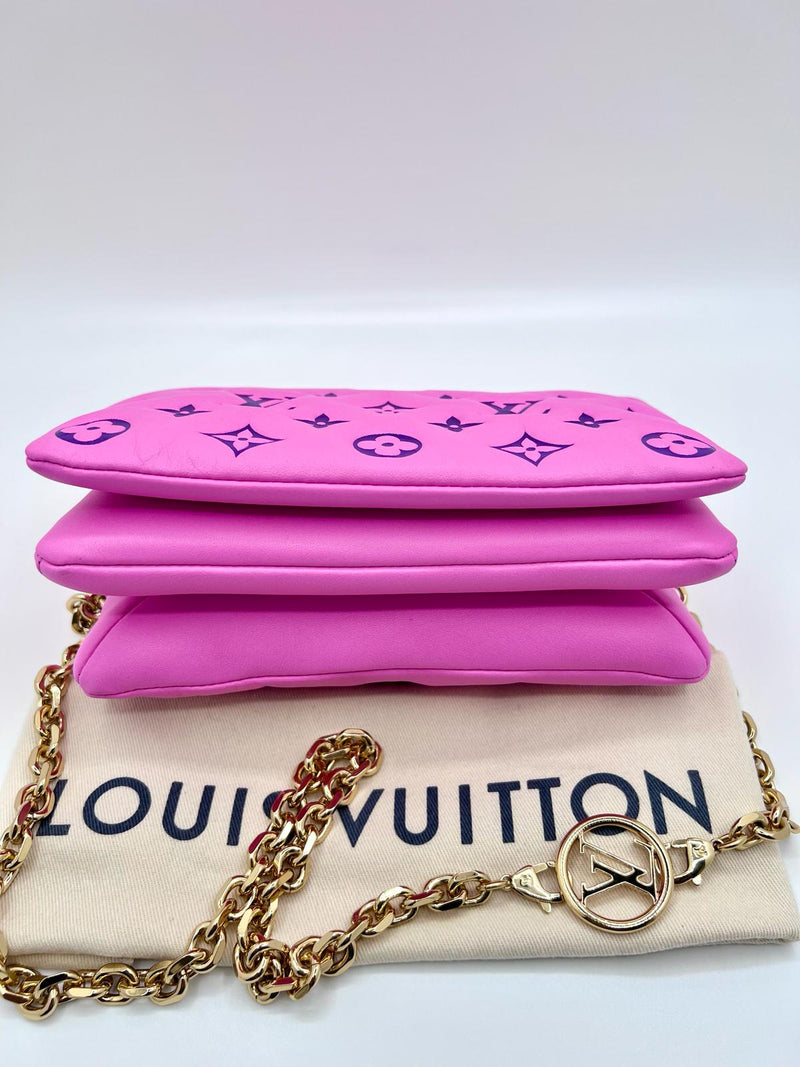 Louis Vuitton Lambskin Embossed Monogram Vuittamins Pochette Coussin Rose Violet