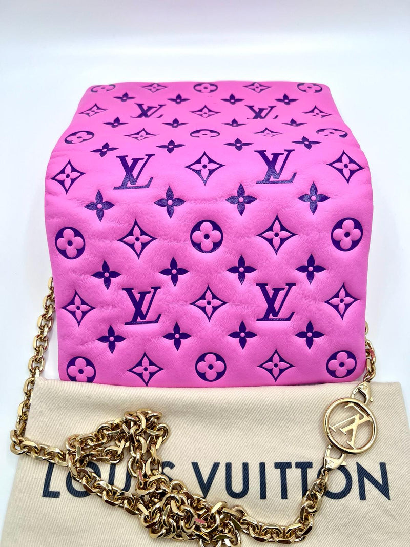 Louis Vuitton Lambskin Embossed Monogram Vuittamins Pochette Coussin Rose Violet