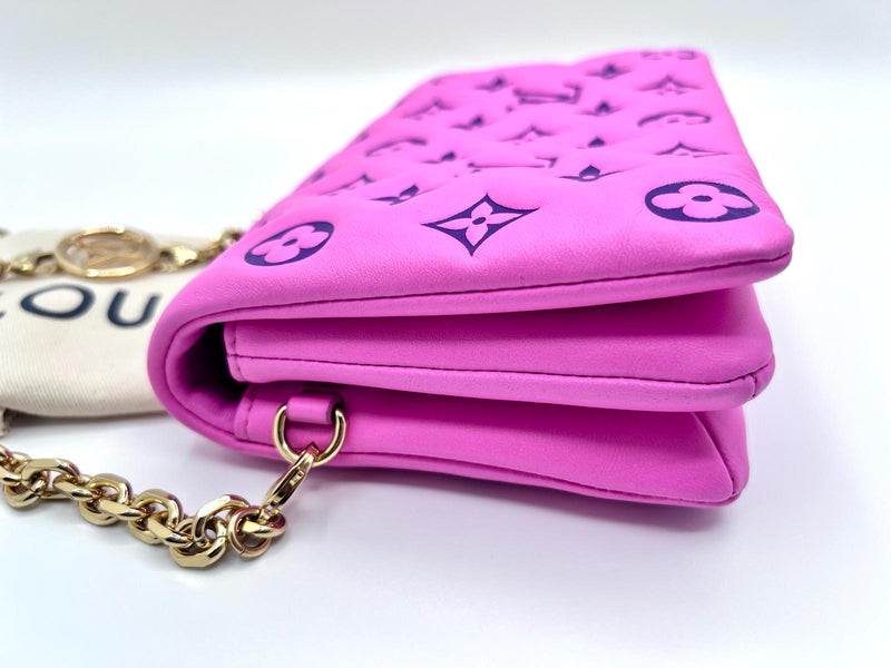 Louis Vuitton Lambskin Embossed Monogram Vuittamins Pochette Coussin Rose Violet