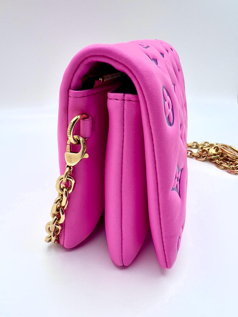 Louis Vuitton Lambskin Embossed Monogram Vuittamins Pochette Coussin Rose Violet