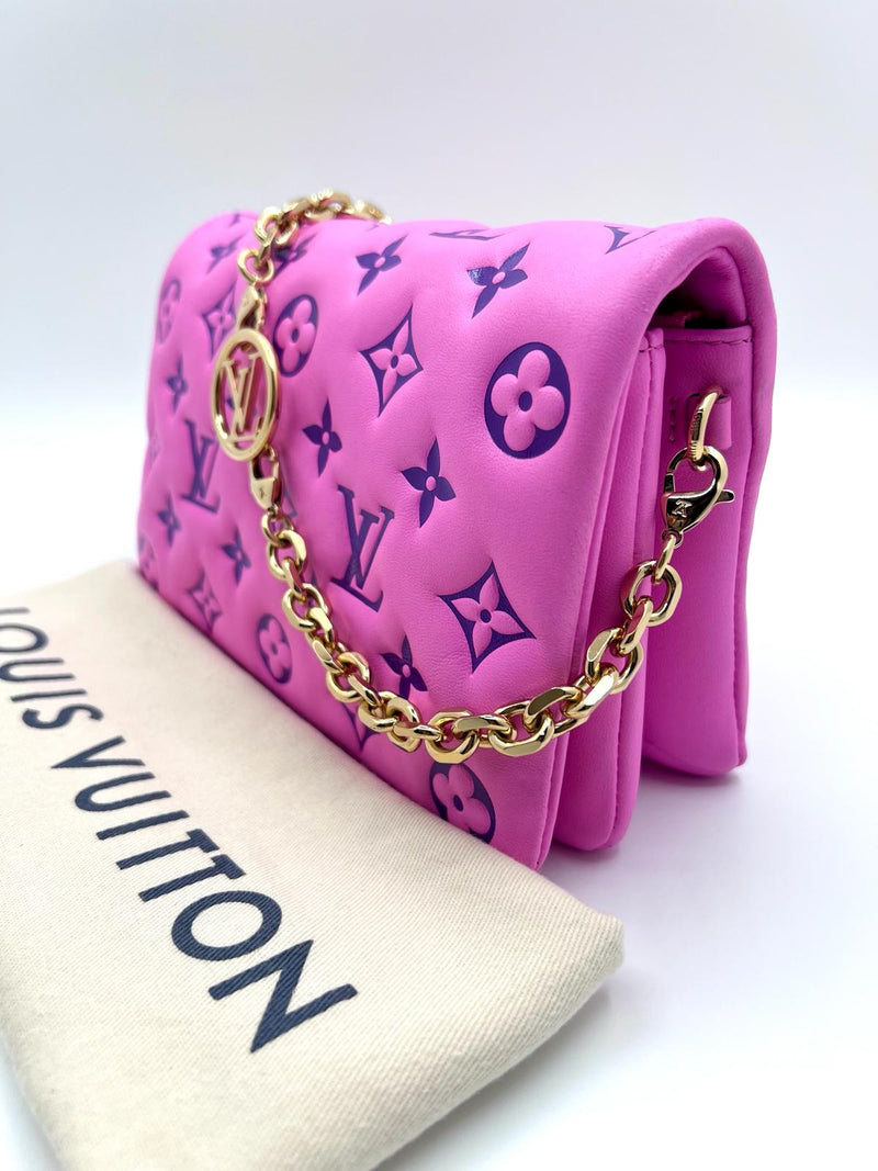 Louis Vuitton Lambskin Embossed Monogram Vuittamins Pochette Coussin Rose Violet