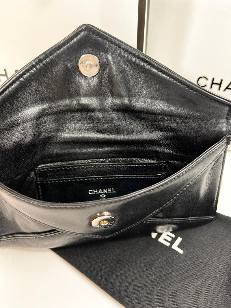 Chanel Rare Black Leather Mademoiselle Postcard Envelope Bag