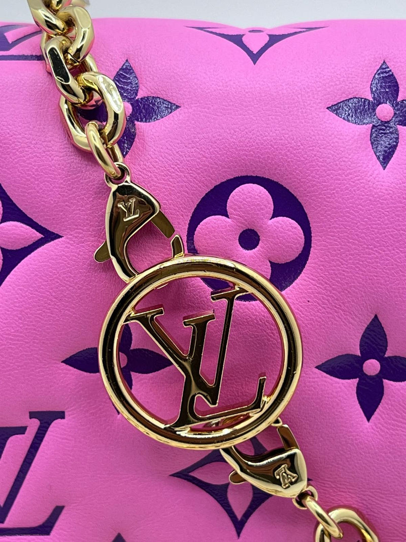 Louis Vuitton Lambskin Embossed Monogram Vuittamins Pochette Coussin Rose Violet